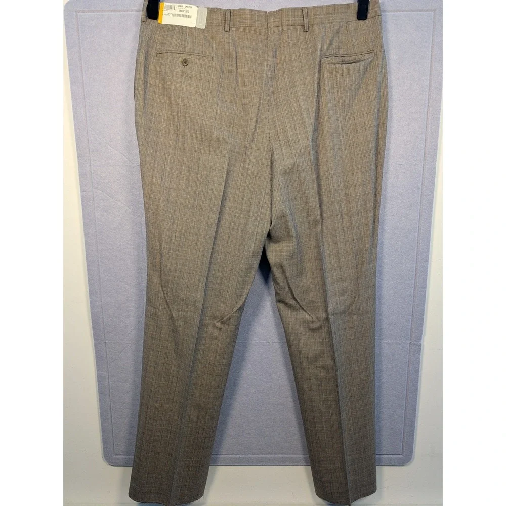 Corbin Suit Mens 48W 42L Tan Glen Plaid 100% Wool 2pc 90s Vintage NWT Defect